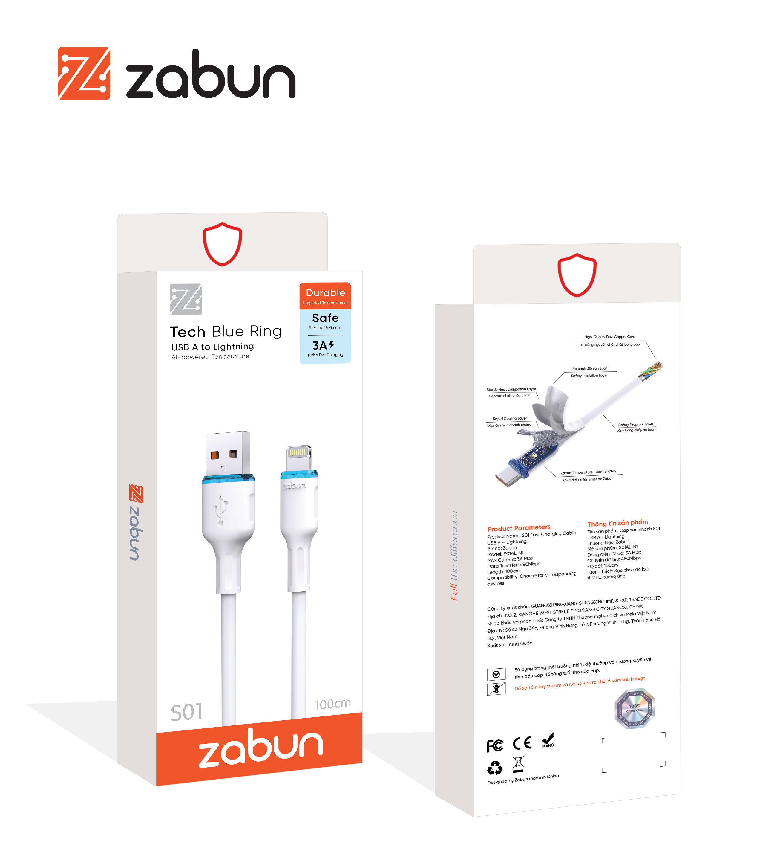 Cáp sạc Zabun  S01 chân USB-A- Lightning